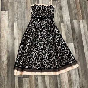 Tessuto Blush and Black Lace Dress